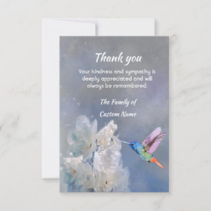 Thank You Sympathy Hummingbird White Flowers Card