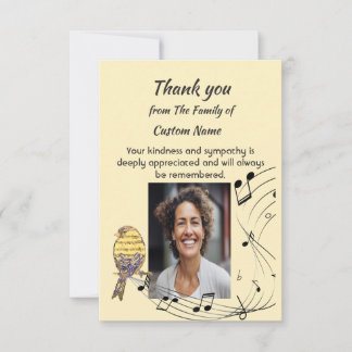 Thank You Sympathy Music Note Bird  Card