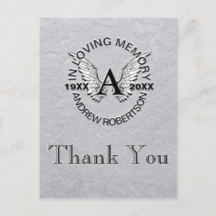 Thank You   Sympathy   Silver Postcard