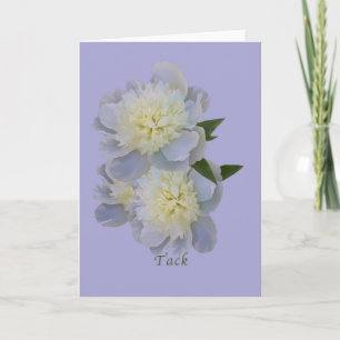 Thank You, Tack, Swedish, White Peonies Card