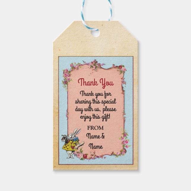 Thank you Tag Favour Wonderland Rabbit Wedding (Front)