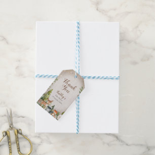 Thank You Tag Winter Woodland Animal White Floral