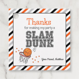 Thank You Tags   Basketball Birthday Favour Tags