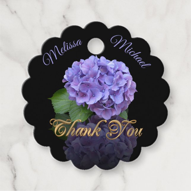 Thank You Tags hydrangeas on black (Front)