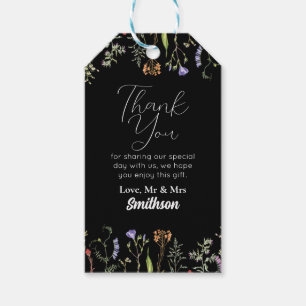 Thank you Tags Wedding Wildflower Floral Dark