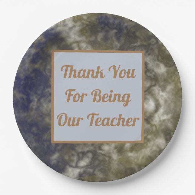 Thank You Teacher Appreciation Abstract Classroom Paper Plate (Front)