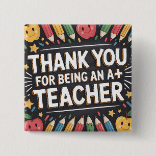 Thank you Teacher Appreciation card 15 Cm Square Badge