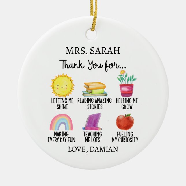 Thank You Teacher Appreciation Gift from Students Ceramic Ornament (Front)