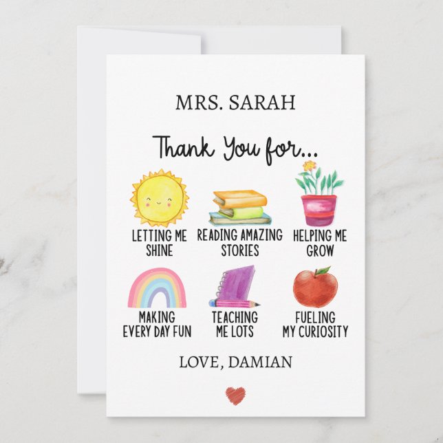 Thank You Teacher Appreciation Gift from Students Holiday Card (Front)