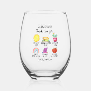 Thank You Teacher Appreciation Gift from Students Stemless Wine Glass