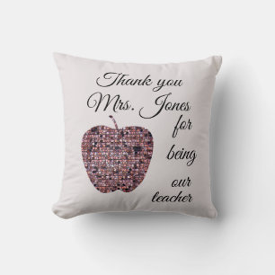 Thank You Teacher Appreciation Mosaic Red Apple Cushion