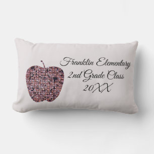 Thank You Teacher Appreciation Mosaic Red Apple Lumbar Cushion