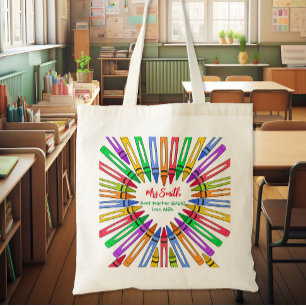 Thank you teacher big heart crayon gift tote bag