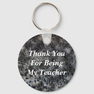 Thank You Teacher Black White Abstract Pattern Key Ring