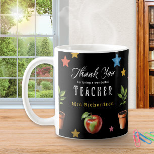Thank You Teacher Chalkboard Apple Personalised Coffee Mug
