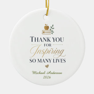 Thank You Teacher Custom Name Ceramic Ornament