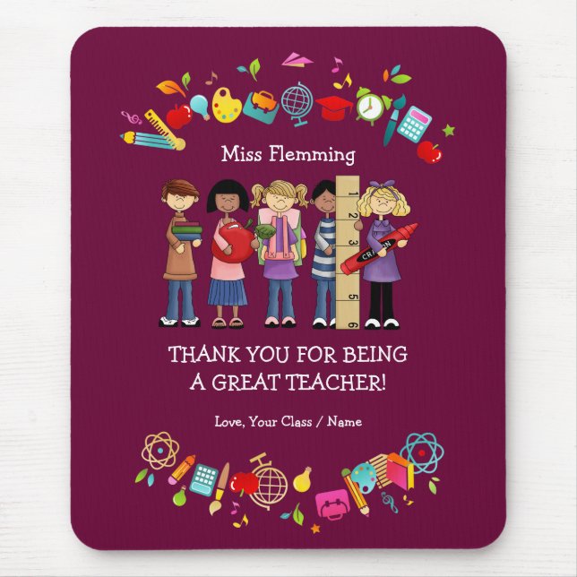 Thank You, Teacher. Custom Name Gift Mouse Pad (Front)