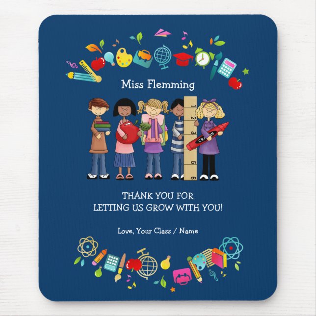 Thank You, Teacher. Custom Name Gift Mouse Pad (Front)