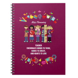 Thank You, Teacher. Custom Name Gift Notebook