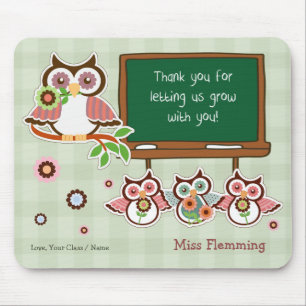 Thank You, Teacher. Cute Owls Custom Name Mouse Pad