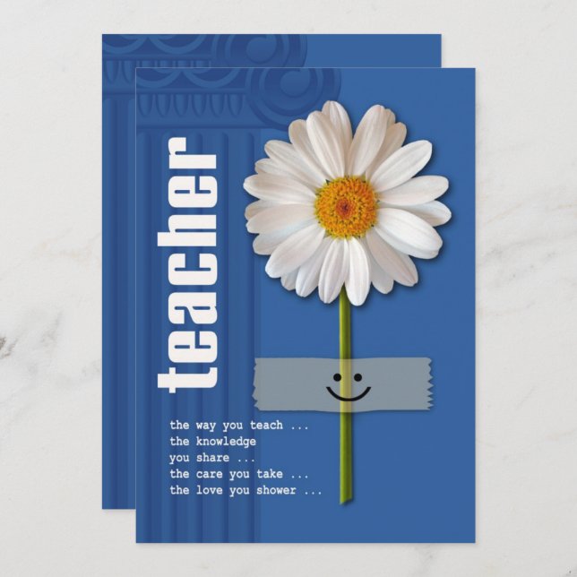 Thank You, Teacher. Daisy Design Custom Flat Cards (Front/Back)