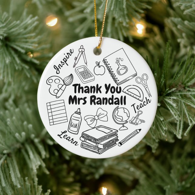 Thank You Teacher Doodle Ornament (Tree)