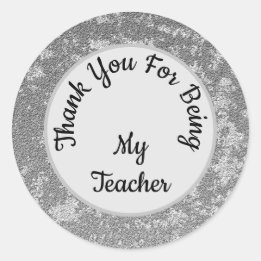 Thank You Teacher Gender Neutral Grey Marble Class Classic Round Sticker