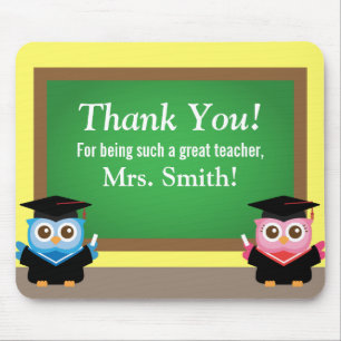 Thank you teacher, Graduation Farewell, Cute Owls Mouse Pad