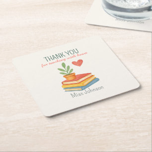 Thank You Teacher – Heartfelt Appreciation Gift - Square Paper Coaster