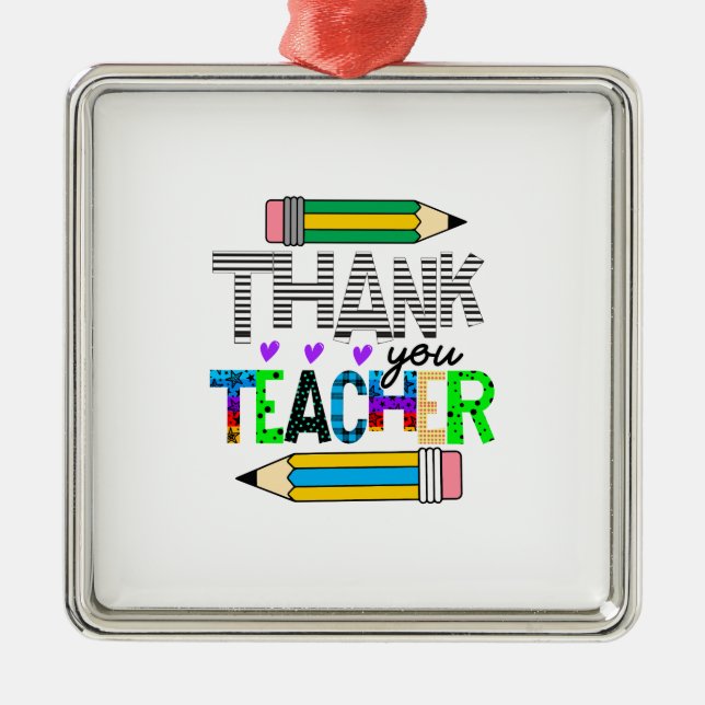 Thank You Teacher Metal Ornament (Front)
