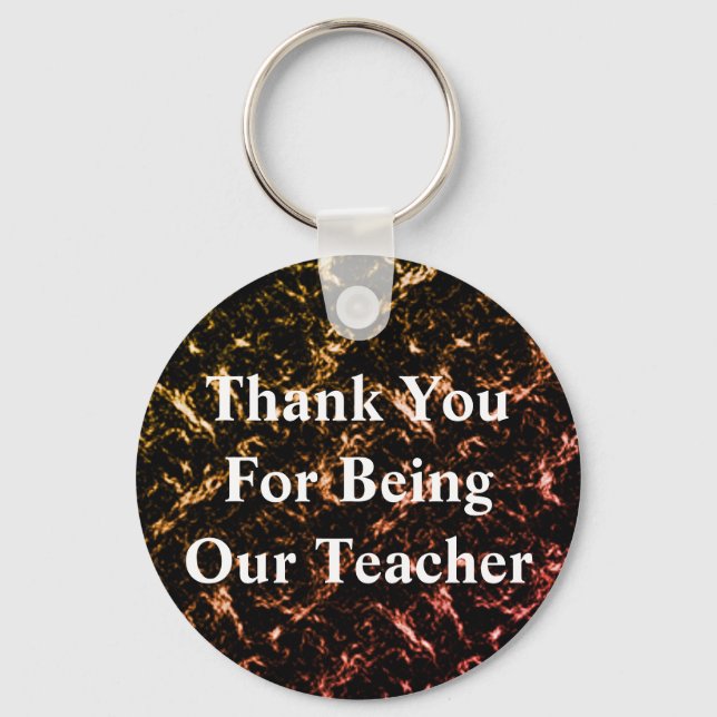 Thank You Teacher Metallic Classroom Appreciation Key Ring (Front)