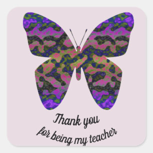 Thank You Teacher Modern Butterfly Appreciation Square Sticker