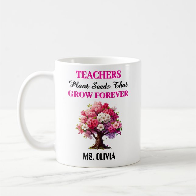 Thank you teacher - Motivational Gift for Teachers Coffee Mug (Left)
