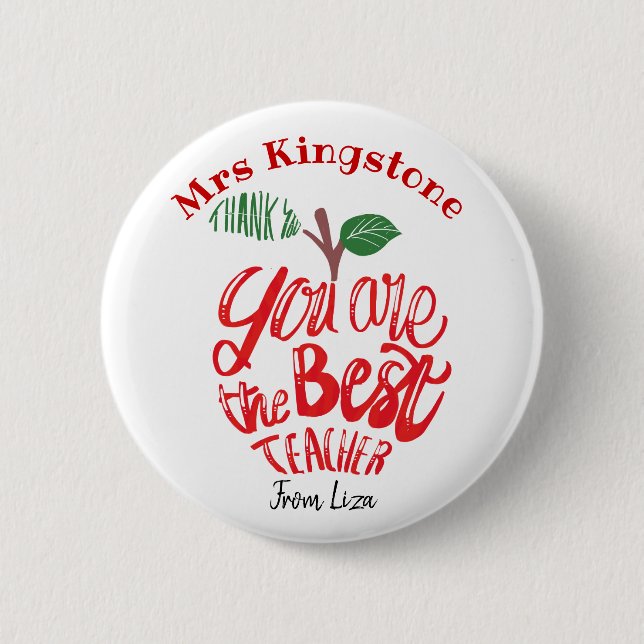 Thank you teacher mug you are the best! 6 cm round badge (Front)