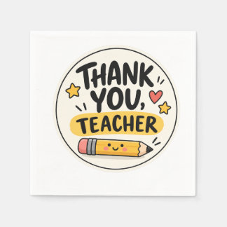 Thank You Teacher Pencil Appreciation Round Napkin