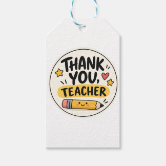 Thank You Teacher Pencil Appreciation Round Sticke Gift Tags
