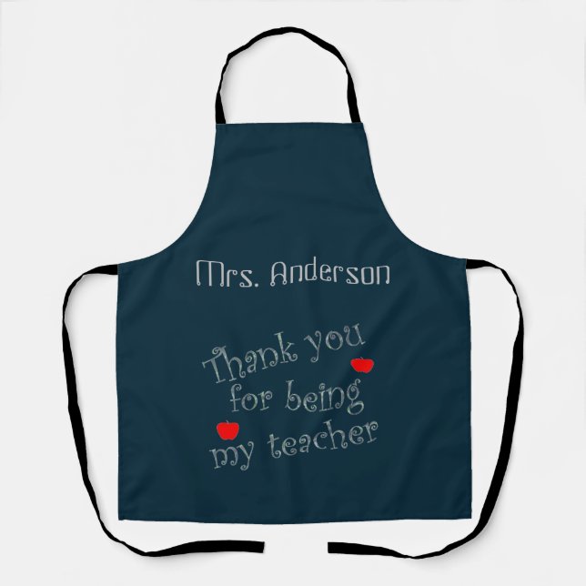 Thank You Teacher Red Apple Appreciation Apron (Front)