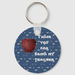 Thank You Teacher Red Apple School Classroom Key Ring