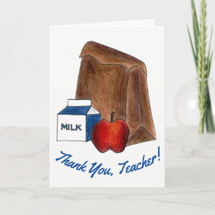 Thank You, Teacher! School Bag Lunch Milk Apple Thank You Card