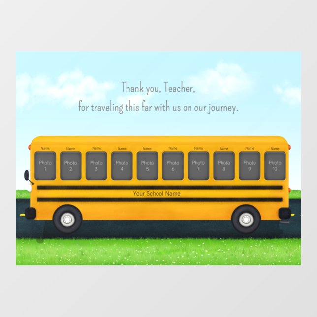 Thank You Teacher School Bus with 10 Photos (Sheet)