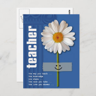Thank You Teacher. Smiling Daisy  Postcard