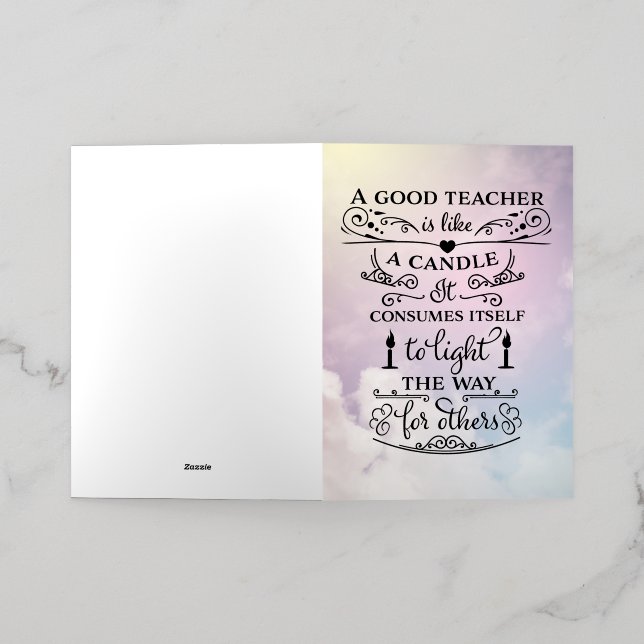 Thank You Teachers Foil Greeting Card (Outside Laydown)