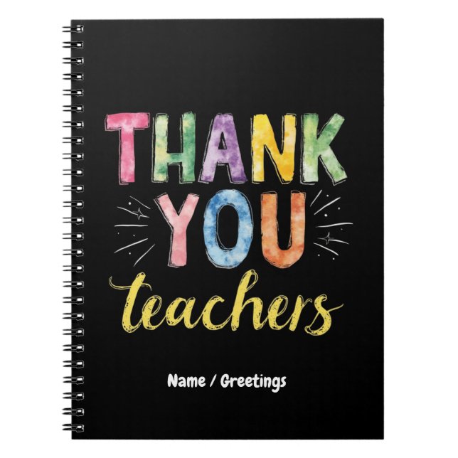 Thank You Teachers & Students Graduation Gift Notebook (Front)