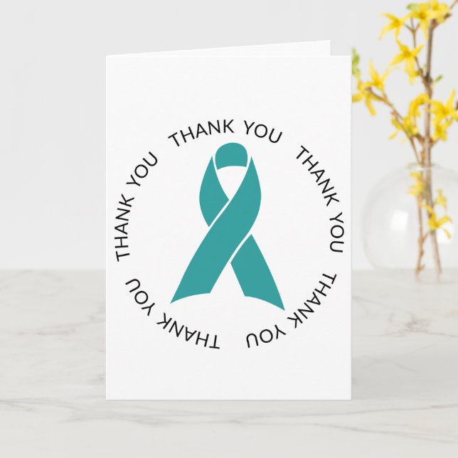 Thank You Teal Awareness Ribbon Card (Yellow Flower)