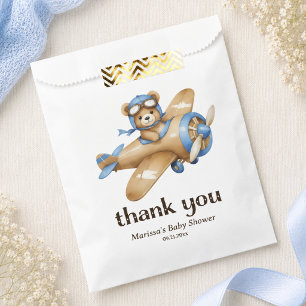 Thank You Teddy Bear Pilot Baby Boy Shower Favour Bag