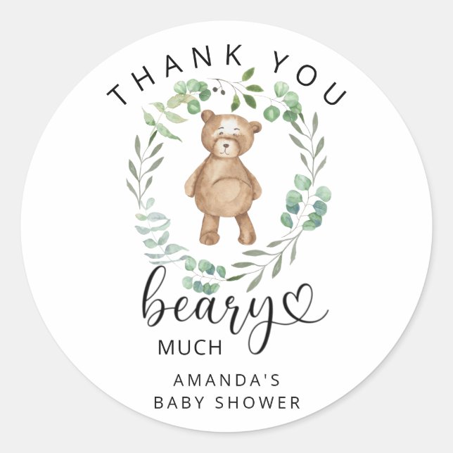 Thank you teddy beary much  classic round sticker (Front)