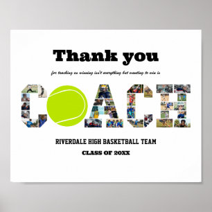Thank You Tennis Coach Sports Photo Collage  Poster