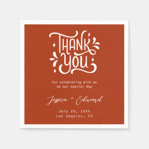 Thank You Terracotta Burnt Orange Modern Chic Napkin