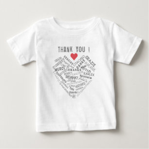 Thank You Text Baby T-Shirt with Heart