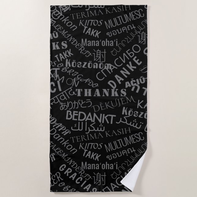 Thank You Text Beach Towel or Choose Colour (Front)